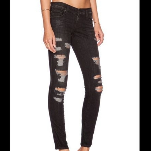 Ksubi Low Rise Vintage Raw DENIM ultra distressed black jeans - Picture 3 of 6